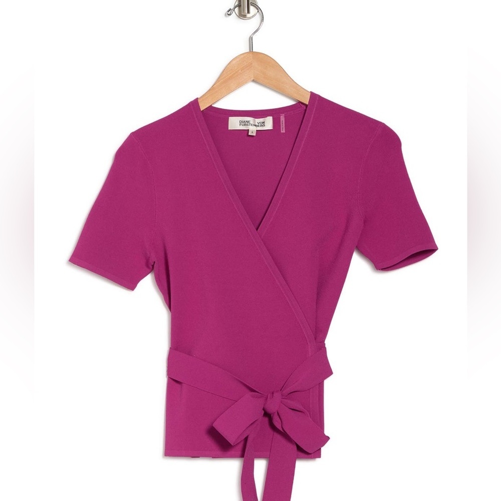 Diane Von Furstenberg Mirella Wrap Tie Top In Empress Purple Size S